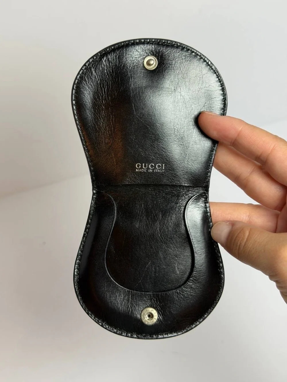 Vintage G Logo Black Leather Coin Purse Pouch - Picture 7 of 9